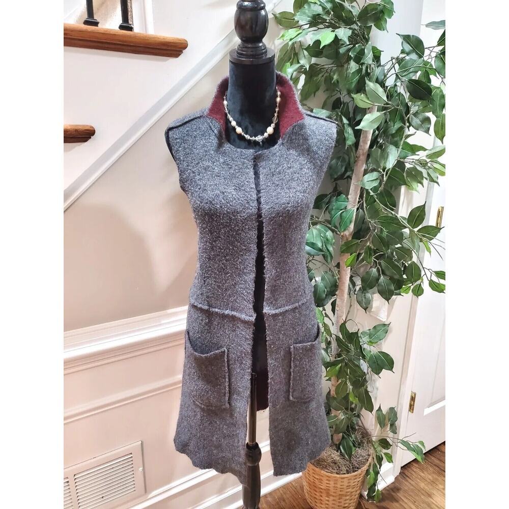 Anthropologie MOTH Gray Acrylic Sleeveless Casual Open Front Jacket Vest Size XS